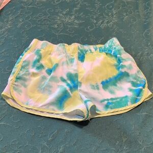 Tie-Dye Casual Girl's Shorts - Yellow & Teal